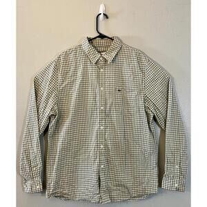 Lacoste Regular Fit Green Checkered Plaid Button Shirt Men's Sz XL Long Sleeve